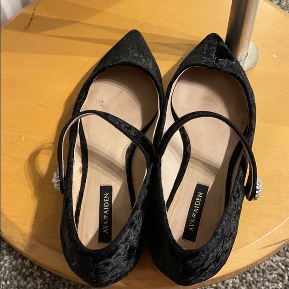 Ava and Aiden Black Velvet Flats 7 - Picture 2 of 8